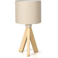 Nikcorp Holz nachtlampje, tafellamp, statief, vintage, elegant, beige, 38 cm
