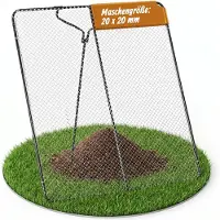 Relaxdays Sieef voor wortels, 20x20 mm, HxB: 100 x 80 cm, verzinkt, staal, tuinsieve voor aarde en compost, antraciet/zilver
