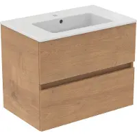 Ideal standard Ide Meubelpack Wastafel + Onderkast 70 Cm 2 Laden Na Oak