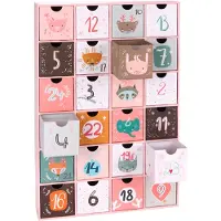 Ed Brubaker Adventskalender om zelf te vullen - Dierenkerstthema, roze - Adventskalender met 24 vakjes voor cadeaubonnen en snoepjes - 39 cm - Karton