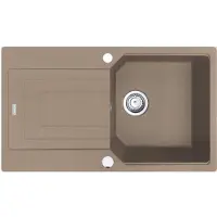 Franke spoel URBAN UBG 611-86 in de kleur CASHMERE, met excenterbediening en draaiknop, roestvrij staal / uitsparing 840 x 480 mm, R15 / granieten spoel