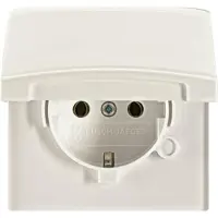 Busch-Jaeger stopcontact met klapdeksel, geschikt voor alle weersomstandigheden, IP44, wit, 1 stuk.