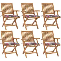 vidaXL Klapstoelen met kussens, 6 stuks, massief teakhout