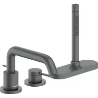 Hansgrohe Tecturis S - Badrandmengkraan, 3-gats installatie, sBox, geborsteld zwart chroom 73447340