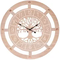 Autronic Wandklok diameter 60 cm - MDF - levensboom in het midden (HW4004)