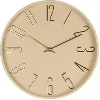 Autronic Wandklok diameter 30 cm-plastic-gouden cijfers-creme (HW4027 CRM)