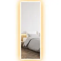 HOMCOM Volledige spiegel, 40 x 120 cm, vrijstaand model met LED-verlichting, ook geschikt als wandspiegel