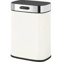 HOMCOM Trash Can-Roestvrij staal, Kunststof-21,5L x 19,5B x 30H cm-Crèmewit