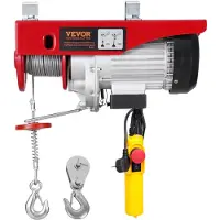 Vevor Elektrische hijsinstallatie, 400 kg, 230 V, elektrische lier met 4,3 meter bedrade afstandsbediening, 12 meter hefhoogte met enkel kabel, enkelvoudige/dubbele ophanging, noodstop, hijswerkzeug