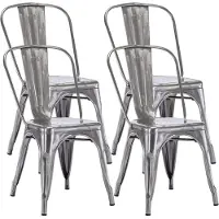 Duhome 4 stoelen voor de keuken, eetkamerstoelen van metaal, met een houten zitvlak, stapelbaar, kleur: metallic, materiaal: metaal