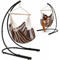 AMANKA xxl Hangstoel met frame Hangstoel voor 2 hangstoelen Hangstoel strepen bruin