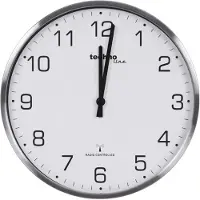 Technoline WT 8900: Radio-gestuurde wandklok met roestvrijstalen frame. Model: WT8900
