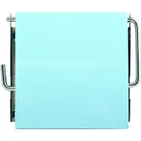 Spirella MSV Toiletrolhouder wand/muur - metaal en MDF hout klepje - lichtblauw - Toiletrolhouders