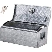 OEM VEVOR aluminium gereedschapskist voor laadbakken, gestreepte gereedschapskist (762 x 330,2 x 330,2 mm) met zijhandgreep en T-Lock-slot, opbergorganizer voor aanhangwagens, zilverkleurig