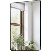 Vevor Wandspiegel Make-upspiegel Badkamerspiegel 1220 x 916 x 25 mm Zwart frame Gemaakt van aluminiumlegering Spiegel met Z-vormige beugel Geschikt voor Badkamer Slaapkamer Woonkamer