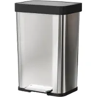 HOMCOM Trash Can-Roestvrij staal, Kunststof-44L x 36B x 66,5H cm-Zilver