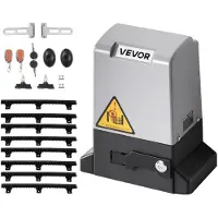 Vevor Schuifpoortopener, 280W elektrische poortopener voor deuren tot 25 m en 600 kg, rolluikmotor met nylon tandheugel, infraroodsensor en 2 afstandsbedieningen, toegangshekopeningssysteem