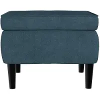 vidaXL Kruk met houten poten fluweel blauw