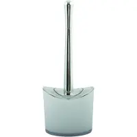 Spirella MSV Toiletborstel in houder/wc-borstel Aveiro - PS kunststof/rvs - wit/zilver - 37 x 14 cm - Toiletborstels