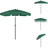 vidaXL Strandparasol - UV-beschermend polyester - Stevige baleinen - Geschikt voor parasolgat - Verstelbaar - Ventilatieopening - Groen - 232 cm hoog - Parasol