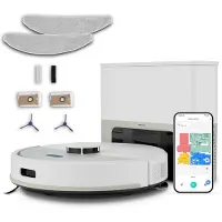 Medion Robotstofzuiger met afzuigstation en dweilfunctie X22 SW+ (lasernavigatie, 5.000 Pa, 2-in-1, nauwkeurige mapping, no-go zones, meerdere etages, MD 100021) grijs