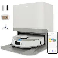 Medion Robotstofzuiger met 3-in-1 afzuigstation, lasernavigatie en dweilfunctie X55 SW+ (10.000 Pa zuigkracht, roterende moppen, kruislasertechniek) | Starke 10.000 Pa Saugkraft, rotierende Wischmopps