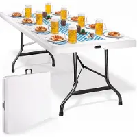 Casaria Klaptafel Wit Kunststof 183x76x74cm Inklapbaar