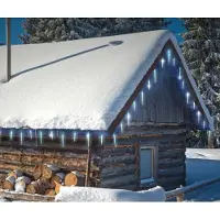 Spetebo XXL LED-ijspegellichtketting, koud wit, met timer en 8 lichtstanden - 6,9 meter / 72 LED's - Tuindecoratieverlichting voor Kerst, Advent en de winter