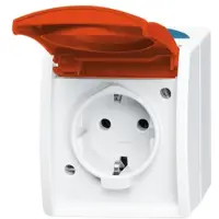 ABB 2CKA002083A0825 Geaard stopcontact Met deksel IP44 Rood, Robijn-rood