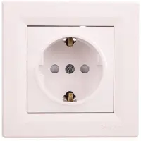 Schneider Stopcontact, eenvoudig model, SCHUKO met afdekplaat en frame, wit, Asfora, artikelnummer EPH2900221