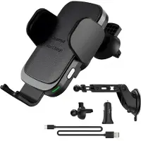 Hama Draadloze oplader voor auto, QI-oplaadstation FC10 Motion, zwart