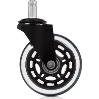 Hjh OFFICE 5x ROLO SKATE 11mm/75mm Harde bodem - Bureaustoelwielen Zwart / Transparant