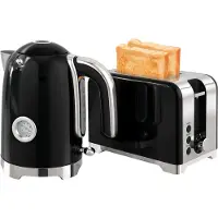 HOMCOM Waterkoker-toaster set met thermometer, kruimelbak, zwart