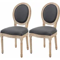 HOMCOM 2-delige set eetkamerstoelen, keukenstoelen met rieten rugleuning, "Linen-Touch" design