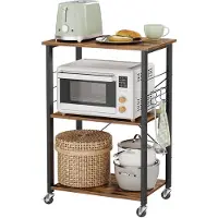 Houseland Oprolbaar keukenrek industrieel design, Vintagebruin + zwart