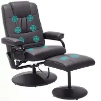 HOMCOM massagestoel met voetenbank, relaxstoel met ligfunctie, massagefunctie