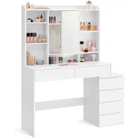 Vasagle Schminktafel met LED-verlichting, 40 x 118,3 x 145 cm