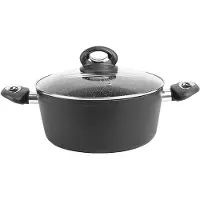 Sitram Granite 711707 Kookpan met deksel, aluminium, 24 cm diameter, geschikt voor inductiekookplaten, met anti-aanbaklaag