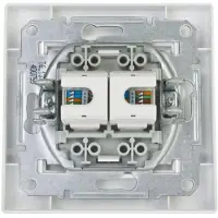 Schneider Electric Asfora dubbele computerconnector, 2xRJ45, Cat. 5e, wit, met frame, modelnummer EPH4400121