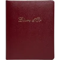 Exacompta gastenboek Alpillez rood, echt leer 26x22 cm, 70 blanco bladen, vergé 110 g/m², goudkleurig, geschenkverpakking