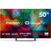 Medion 4K Smart TV 125,7 cm (50 inch) - MD 850701 | Dolby Vision HDR, Prime Video, Disney+, compatibel met Google TV, PVR, Bluetooth