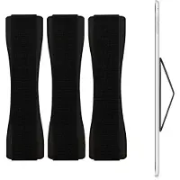 Kwmobile 3x tablet vinger houder - Elastische tablet griphouder - Universeel - Met zelfklevende band - In zwart