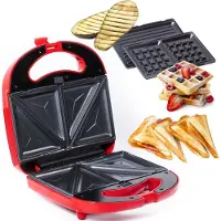 GADGY 3 in 1 Tosti Apparaat - Met 3 Verwisselbare Platen - 750 Watt
