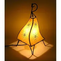 SIMANDRA Oosterse lamp, hennep lamp, Marokkaanse lederen lamp, tafellamp, vloerlamp, Mellah, Sonne, 35-38 cm, geel