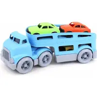 Green Toys autotransporter, blauw, met 3 auto's, duurzaam speelgoed