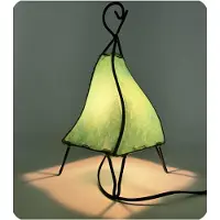 SIMANDRA Oosterse lamp, hennep lamp, Marokkaanse lederen lamp, tafellamp, vloerlamp, Mellah, effen kleur, 35-38 cm, groen