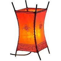 SIMANDRA Oosterse lamp, hennep lamp, Marokkaanse lederen lamp, tafellamp, vloerlamp, Carré Sonne, 30 cm: rood. Kleur: rood
