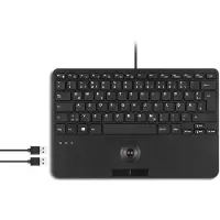 Perixx PERIBOARD-526 H DE, Mini-USB-toetsenbord met kabel, trackball en USB-hub