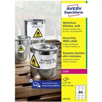 Avery Weerbestendige folie-etiketten L4773-20 Permanent klevend A4 Wit 63,5 x 33,9 mm 20 Vellen à 24 Etiketten