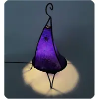 SIMANDRA Oosterse lamp, hennalampe, Marokkaanse lederen lamp, tafellamp, vloerlamp. Hennatattoo, Tissir, Zon. 35-38 cm, paars
